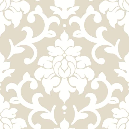RoomMates Taupe Damask Peel & Stick Wallpaper